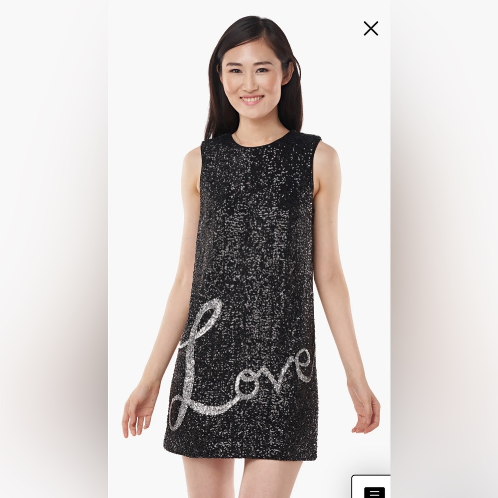 Love by Theia Black Sequin Love Mini Dress Sz 2 Excellent Condition